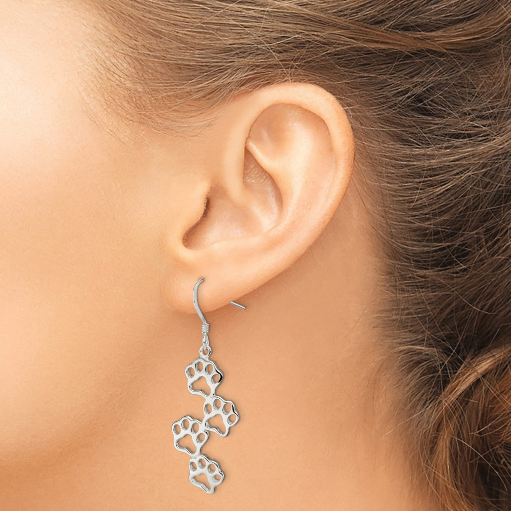 Paw Prints Drop Earrings in Sterling Silver - Sophia Jewelers