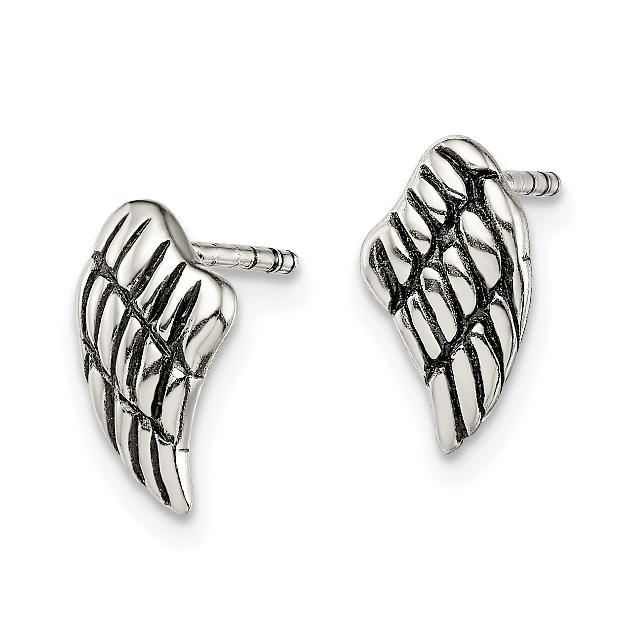 Sterling Silver Antiqued Wing Post Earrings Secondary image