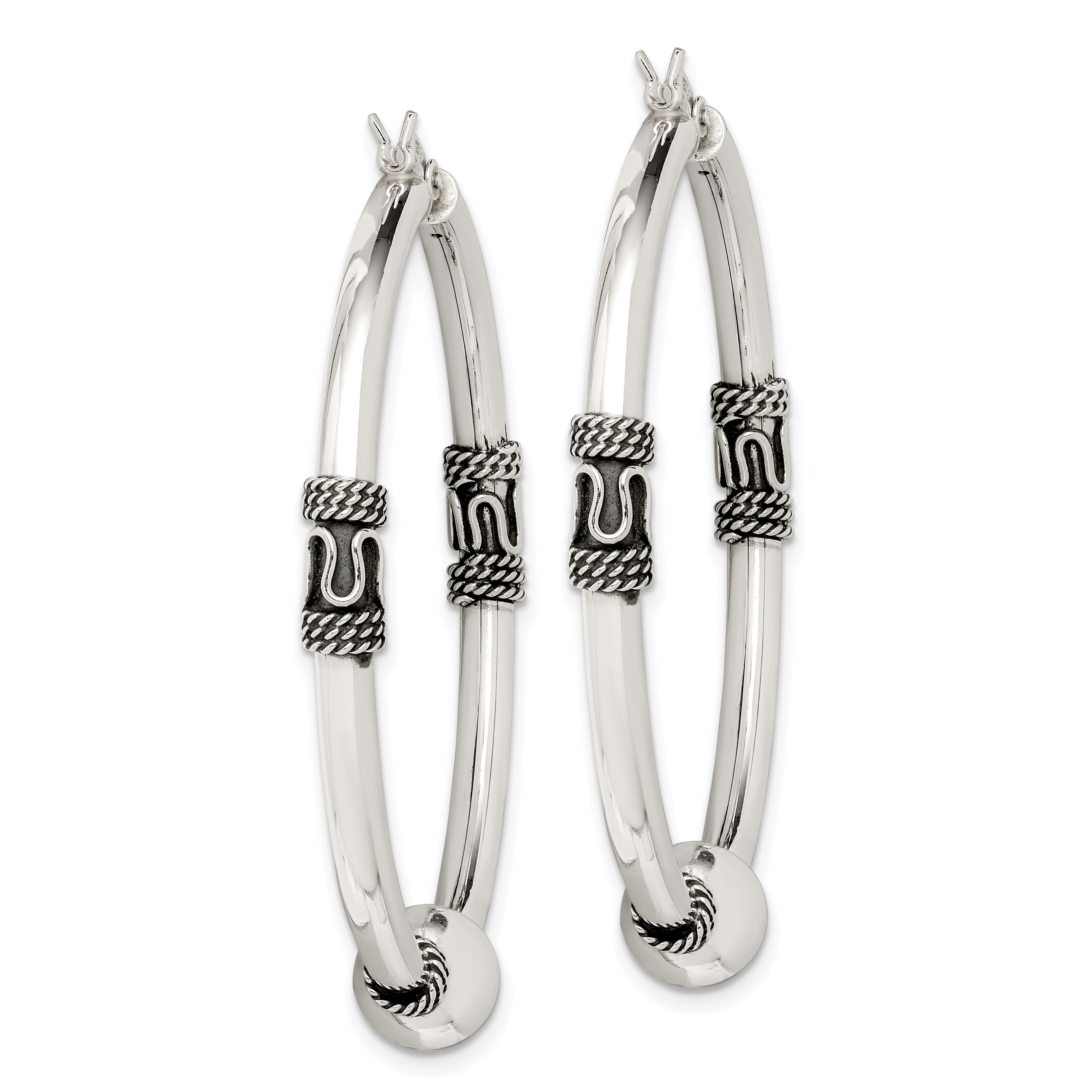 Sterling Silver Antiqued Hoop Earrings