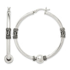 Sterling Silver Antiqued Hoop Earrings, 50mm - Sophia Jewelers
