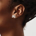 Sterling Silver Rhodium-Plated Lacrosse Post Earrings - Sophia Jewelers