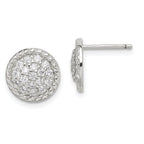 Sterling Silver Rhodium-plated Polished & Twisted CZ Circle Post Earrings