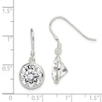 Sterling Silver Polished 11mm Round CZ Bezel Set Dangle Earrings