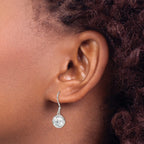 Round Cubic Zirconia Bezel Set Dangle Earrings in Sterling Silver, 10mm - Sophia Jewelers
