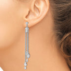 Sterling Silver Rhodium-Plated Polished Cubic Zirconia & Multi-Chain Dangle Earrings - Sophia Jewelers