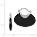 Sterling Silver Rhodium-plated Polished Onyx Hoop Earrings