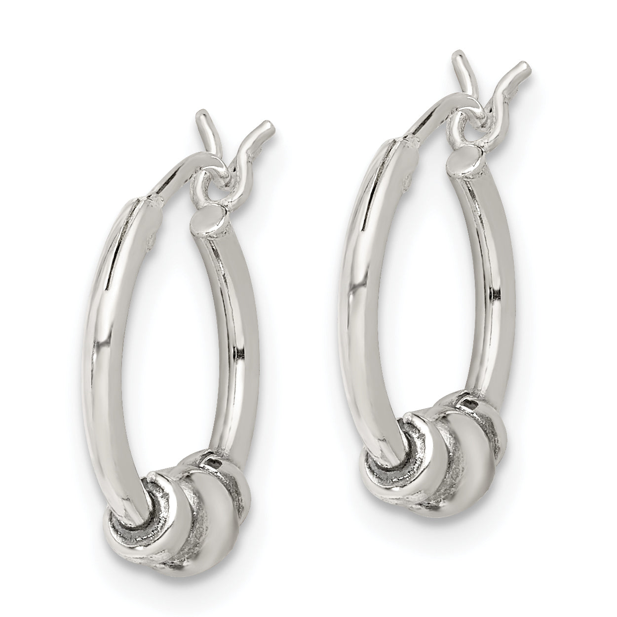 Sterling Silver Antiqued Beaded Hoop Earrings Secondary image