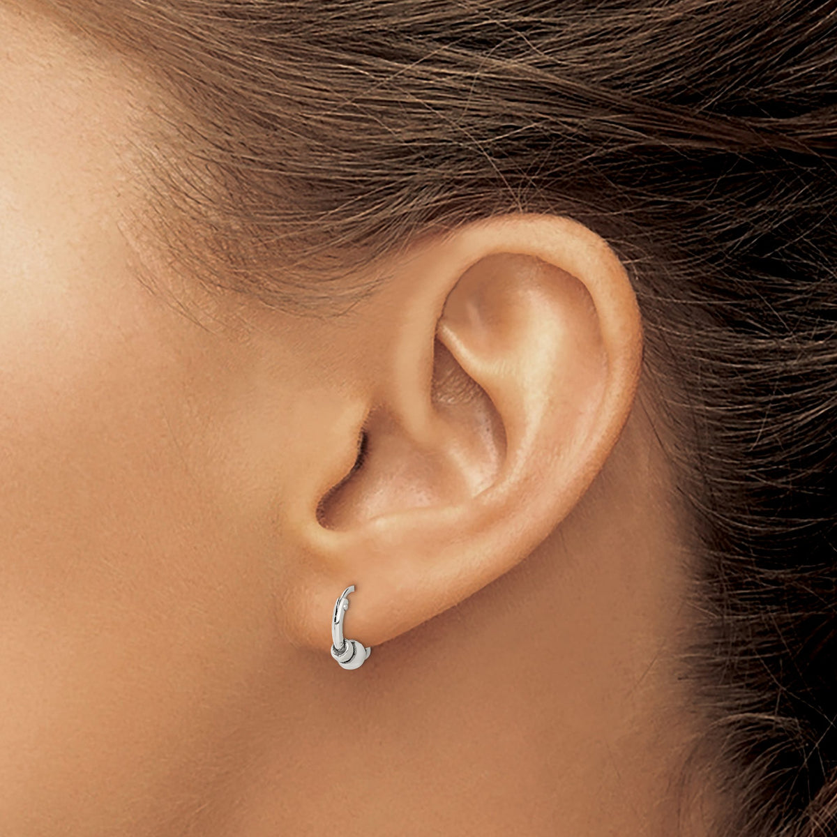 Sterling Silver Antiqued Beaded Hoop Earrings, 11mm - Sophia Jewelers
