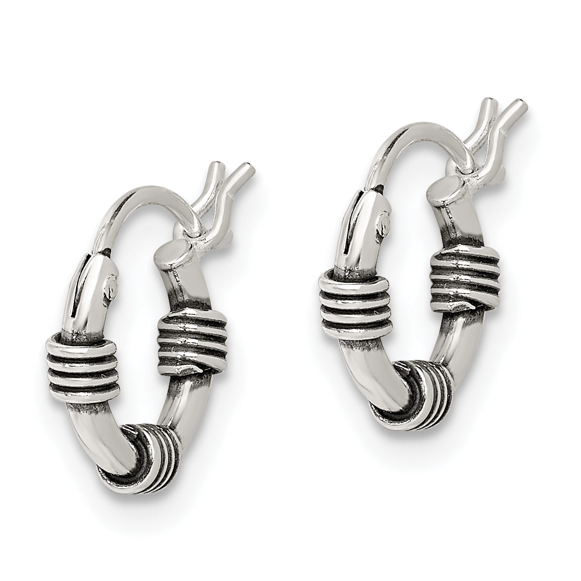 Sterling Silver Antiqued Hoop Earrings Secondary image