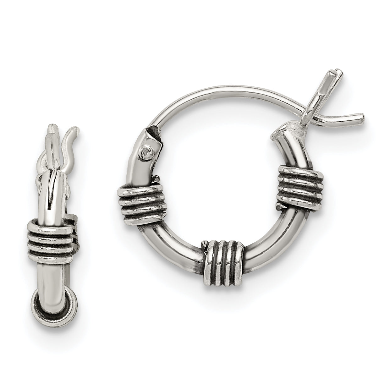 Sterling Silver Antiqued Hoop Earrings Main image