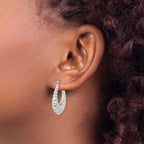 Shrimp Oval Hoop Earrings in Sterling Silver, 31mm - Sophia Jewelers