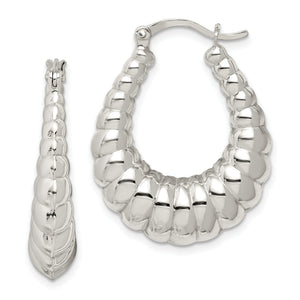 Shrimp Oval Hoop Earrings in Sterling Silver, 31mm - Sophia Jewelers