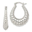 Sterling Silver Rhodium-plated Polished Shrimp Oval Hoop Earrings