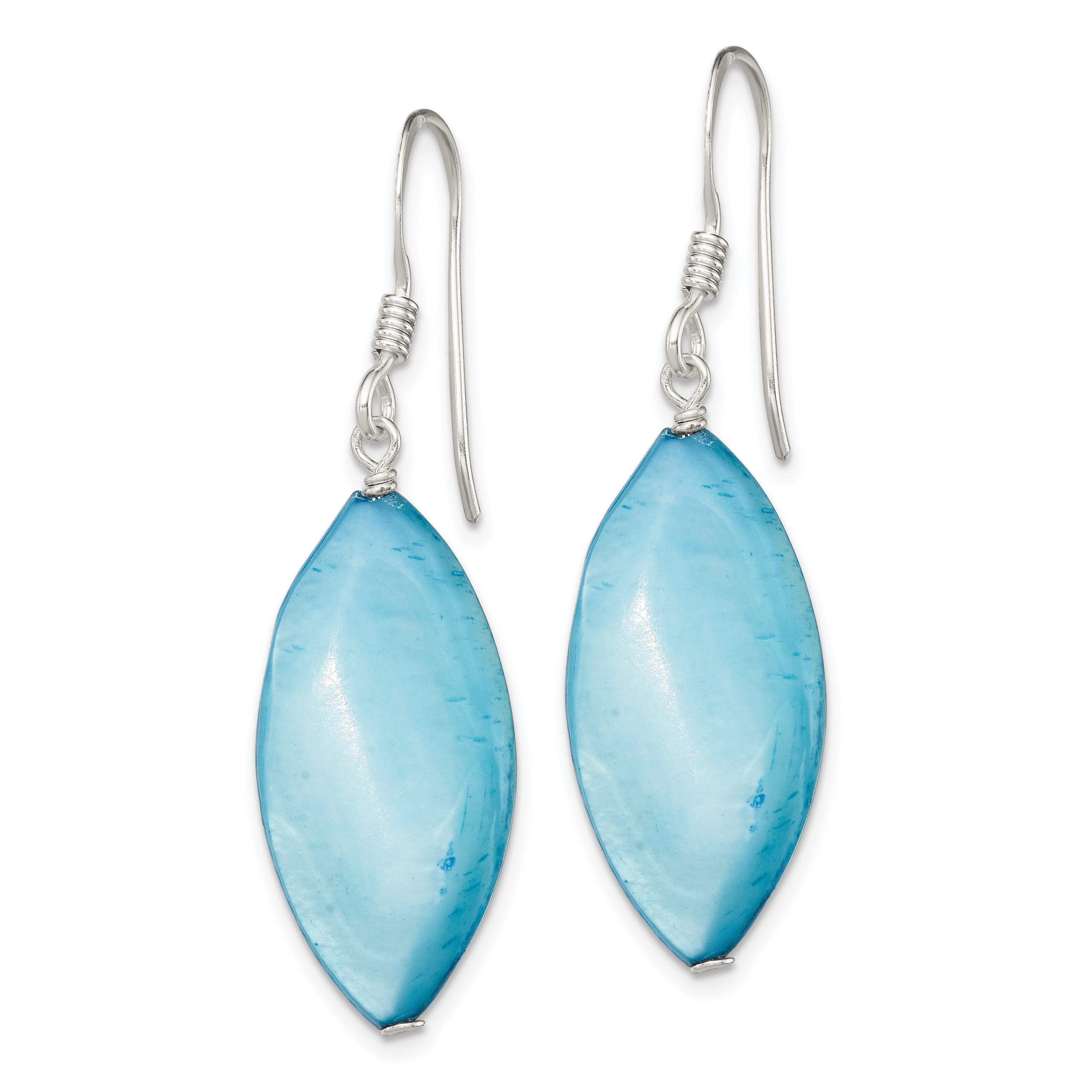 Blue Mother of Pearl Marquise Dangle Earrings in Sterling Silver Secondary image