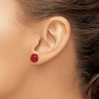 Sterling Silver Rhodium-Plated 10-11mm Carnelian Button Post Earrings - Sophia Jewelers