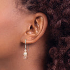 Sterling Silver Polished Peach Crystal & Pink Freshwater Cultured Pearl Dangle Earrings - Sophia Jewelers