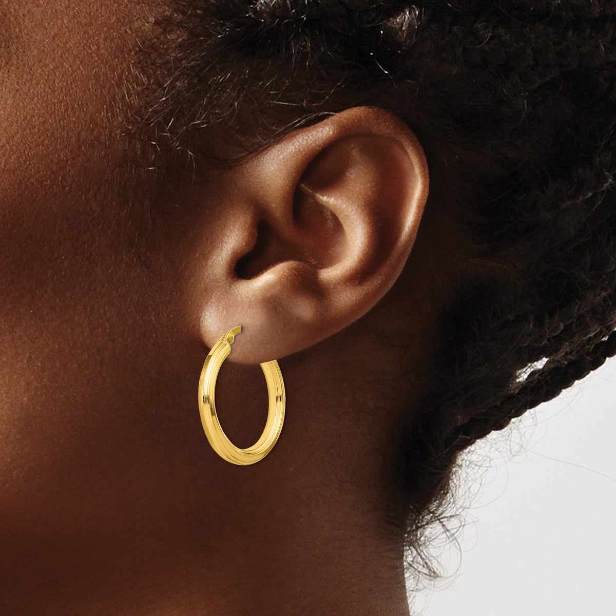 Sterling Silver Gold-Flashed 3x25mm Grooved Hoop Earrings - Sophia Jewelers