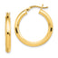 Sterling Silver Gold-flashed 3x25mm Grooved Hoop Earrings