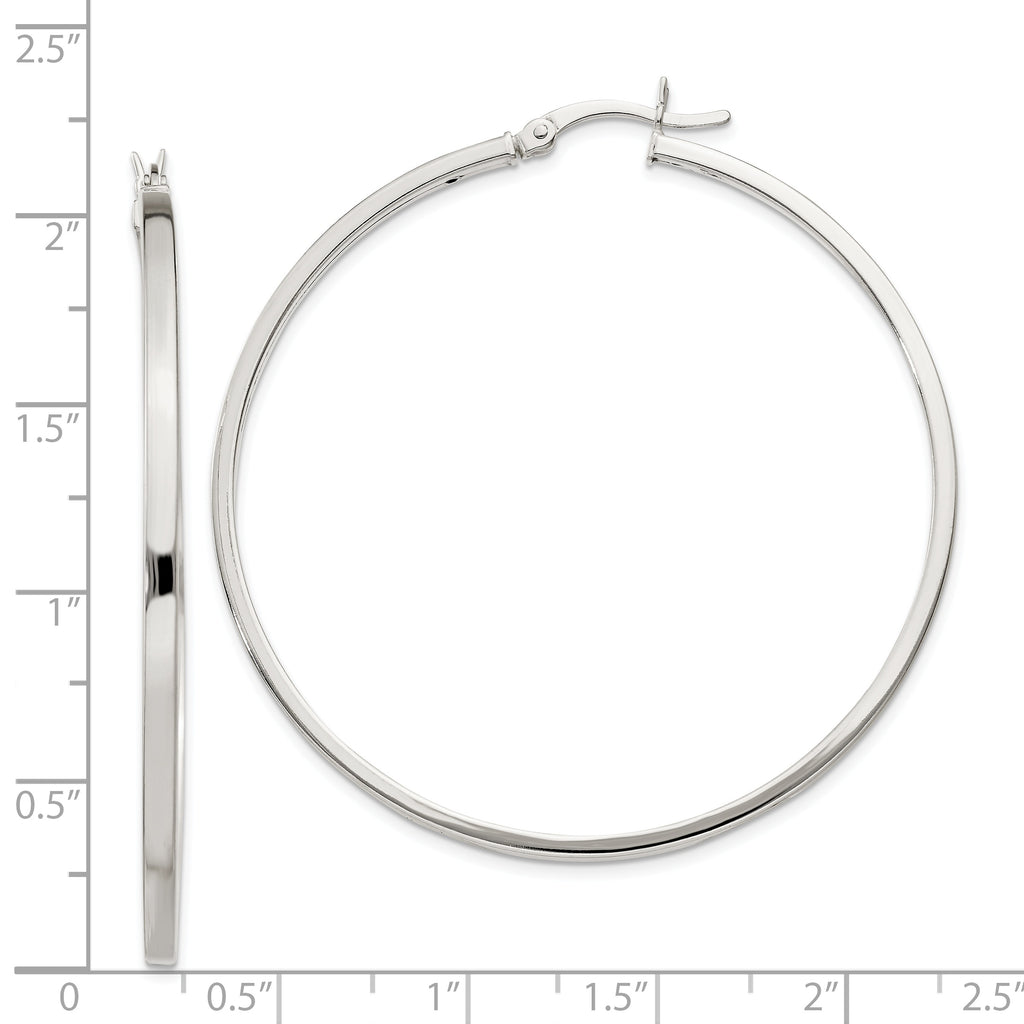 Sterling Silver 2.5x50mm Polished Hoop Earrings