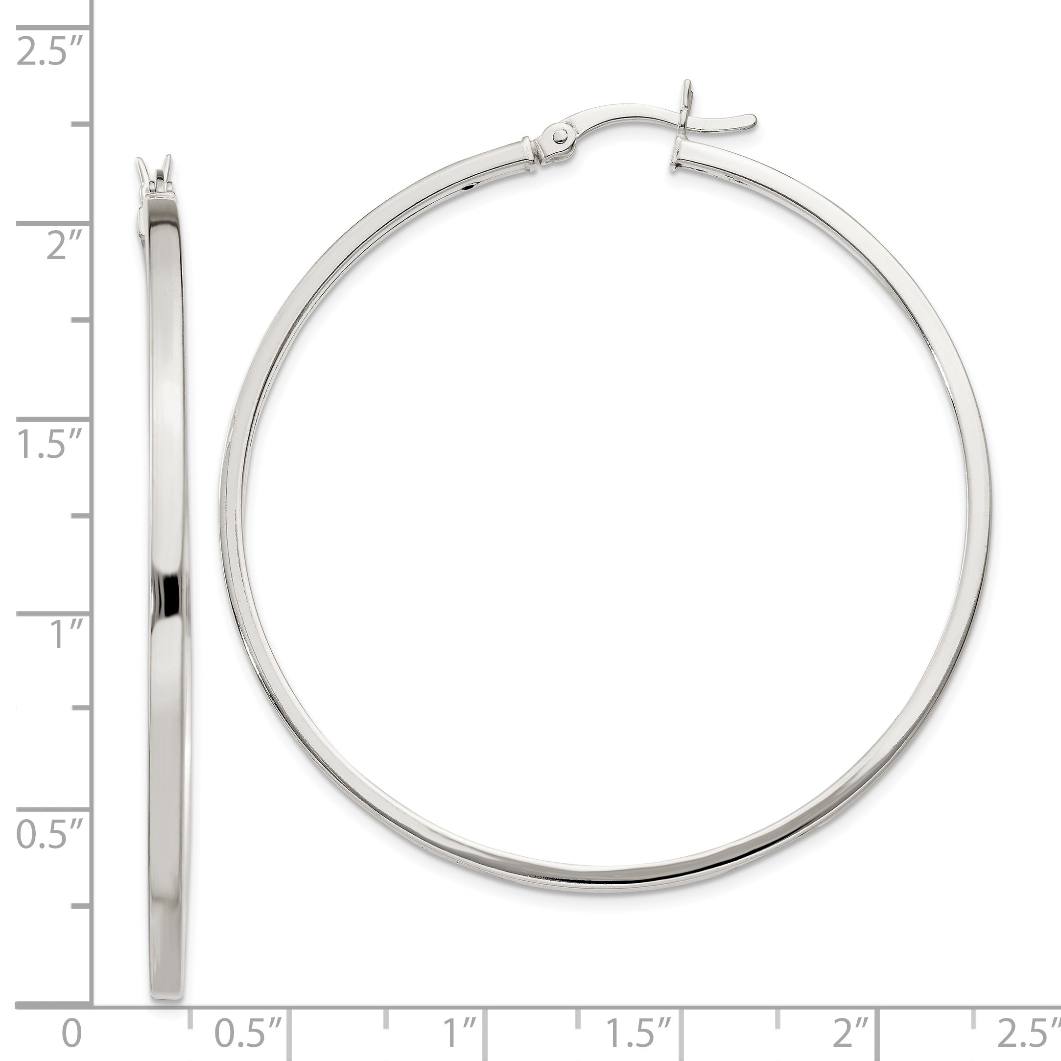 Sterling Silver 2.5x50mm Polished Hoop Earrings