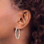 Sterling Silver 2.5x30mm Polished Hoop Earrings - Sophia Jewelers