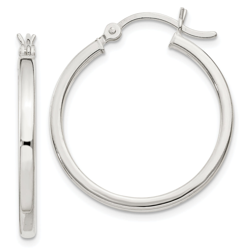 Sterling Silver 2.5x25mm Polished Hoop Earrings
