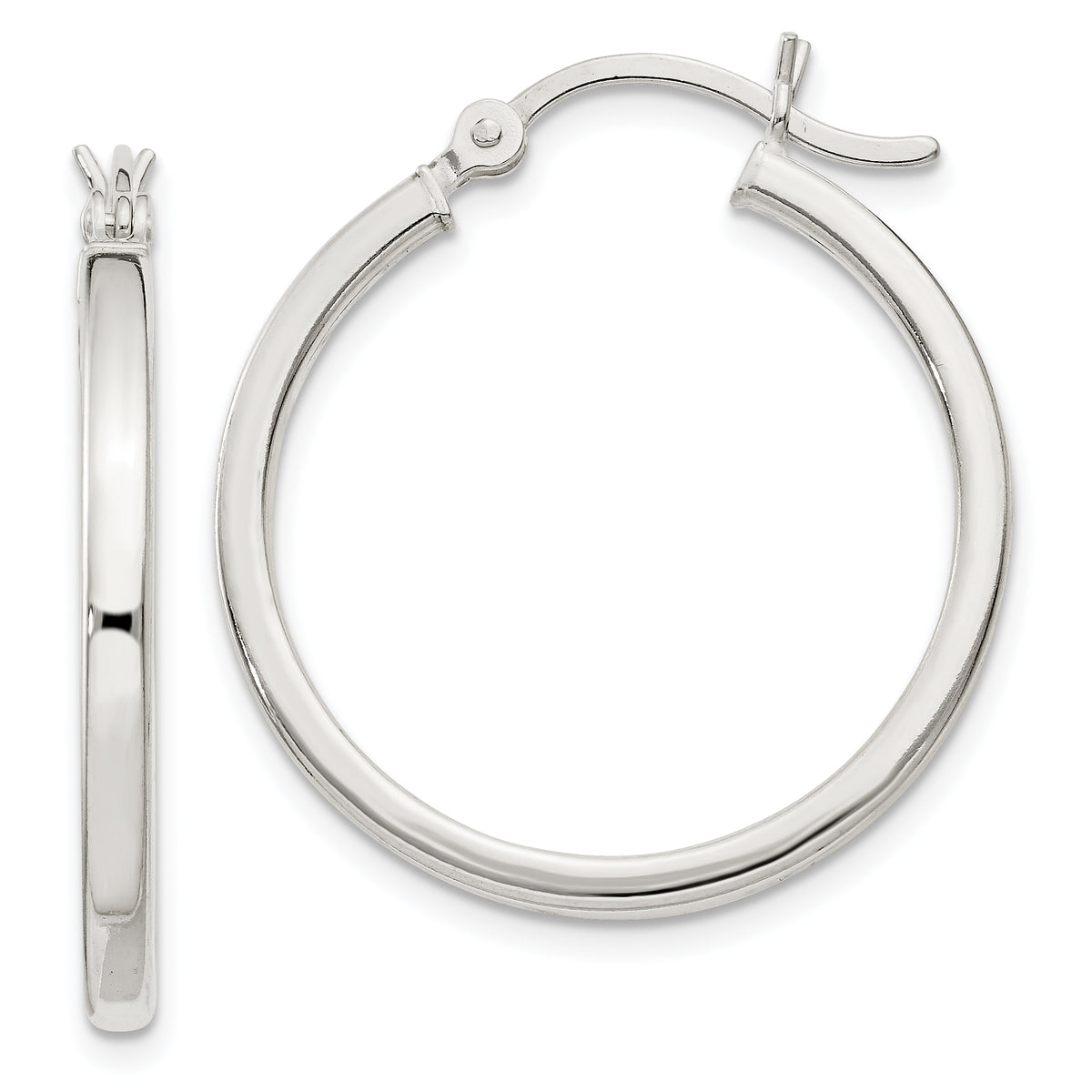 Sterling Silver 2.5x25mm Polished Hoop Earrings