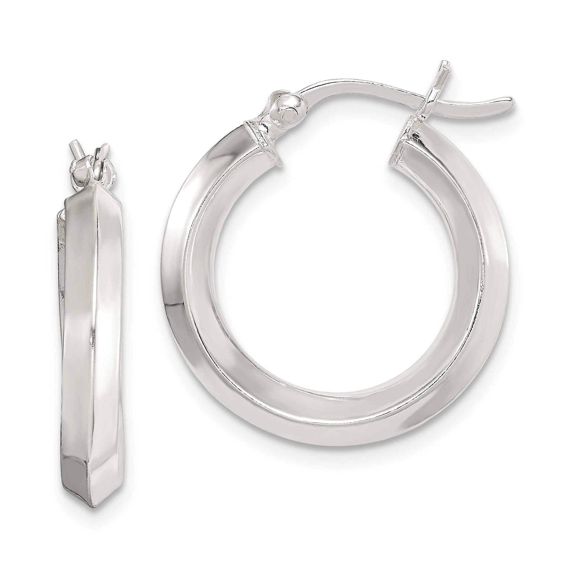 Sterling Silver Polished 3x20mm Knife Edge Round Hoop Earrings Main image