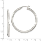Sterling Silver Polished 3x40mm Knife Edge Round Hoop Earrings