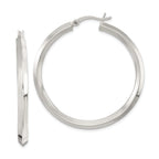 Sterling Silver Polished 3x40mm Knife Edge Round Hoop Earrings