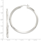 Sterling Silver Polished 3x50mm Knife Edge Round Hoop Earrings