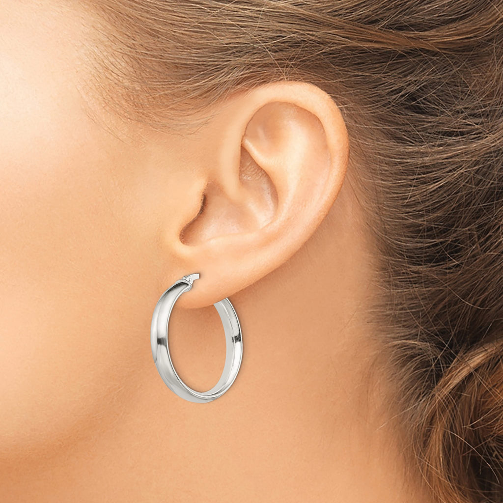 Sterling Silver 5x30mm Hoop Earrings - Sophia Jewelers