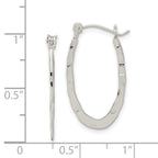 Sterling Silver Polished & Hammered Oval Hoop Earrings