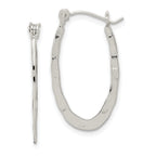 Sterling Silver Polished & Hammered Oval Hoop Earrings