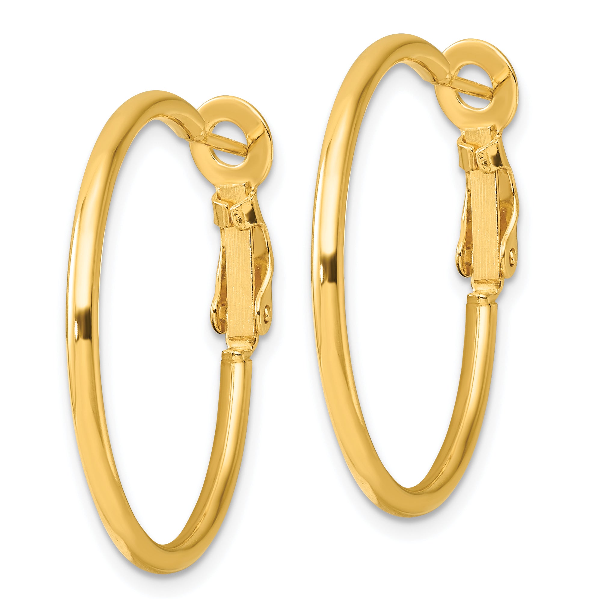 Sterling Silver Gold-tone Polished 2mm Omega Back Round Hoop Earrings Secondary image