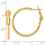 Sterling Silver Gold-tone Polished 2mm Omega Back Round Hoop Earrings