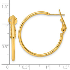 Sterling Silver Gold-tone Polished 2mm Omega Back Round Hoop Earrings