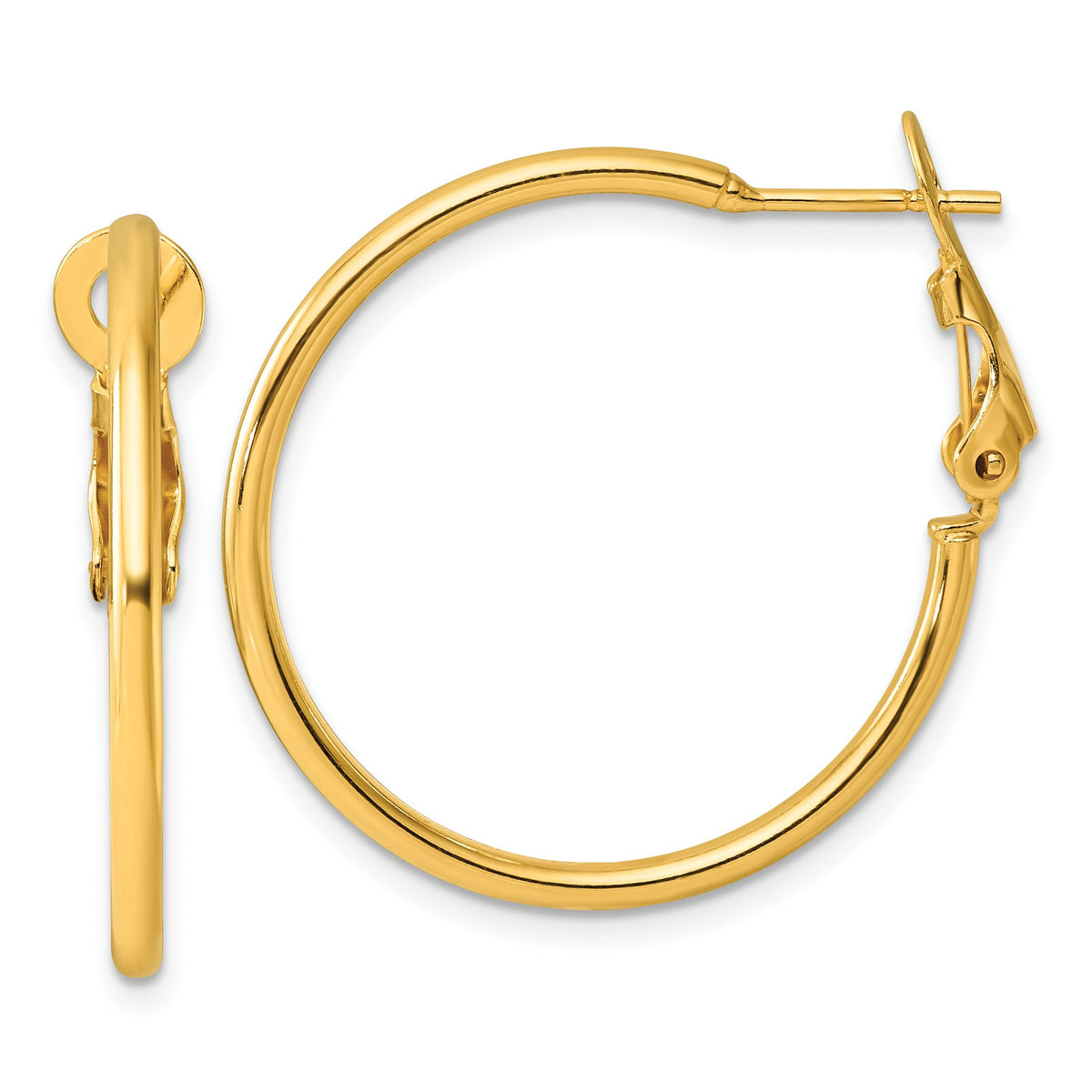 Omega Back Round Hoop Earrings in Gold-Plated Sterling Silver, 30mm - Sophia Jewelers Main image