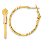 Sterling Silver Gold-tone Polished 2mm Omega Back Round Hoop Earrings