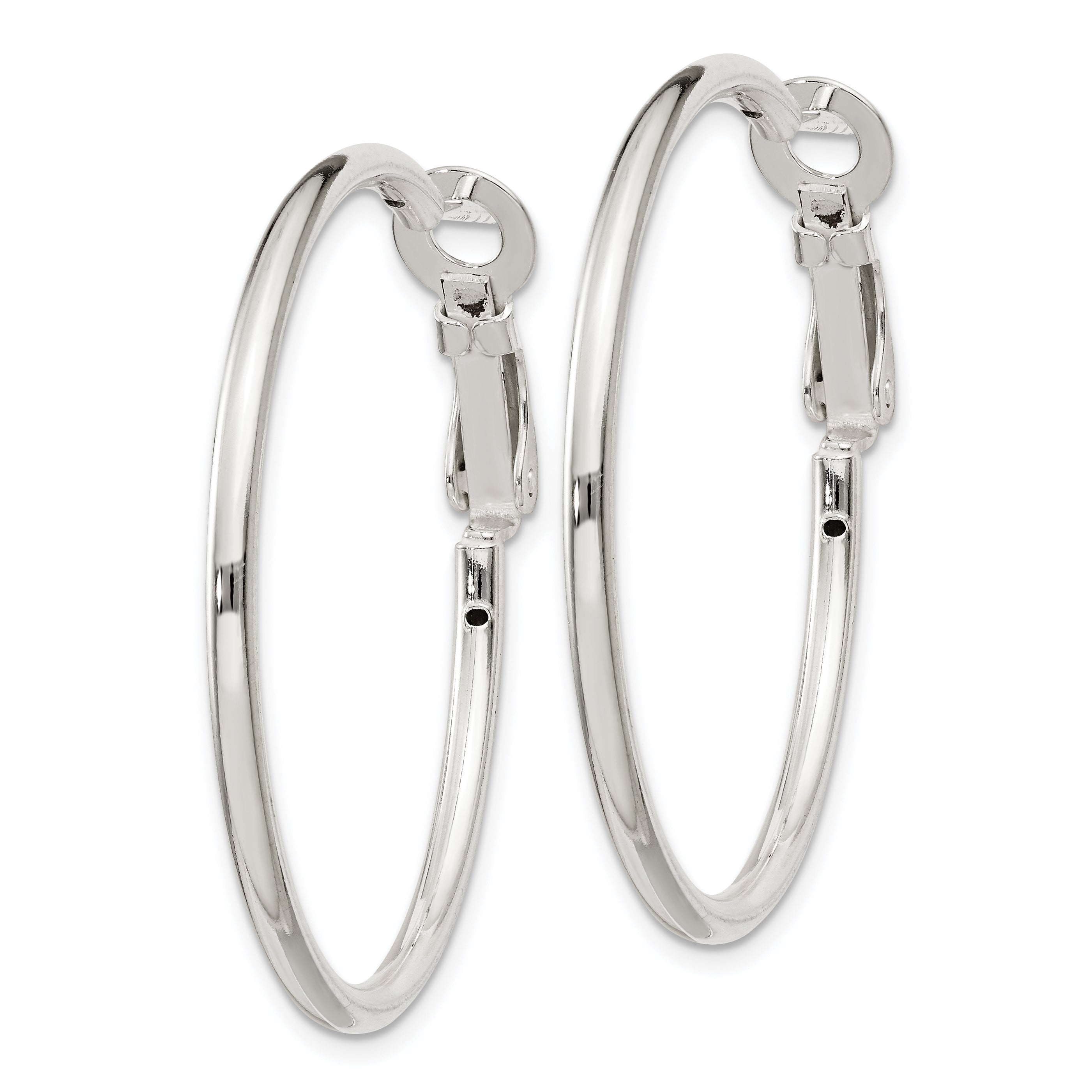 Sterling Silver Polished 2x35mm Omega Back Round Hoop Earrings Secondary image