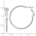 Sterling Silver Polished 2x35mm Omega Back Round Hoop Earrings