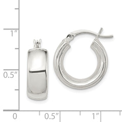 Sterling Silver Polished 6mm Round Hoop Earrings