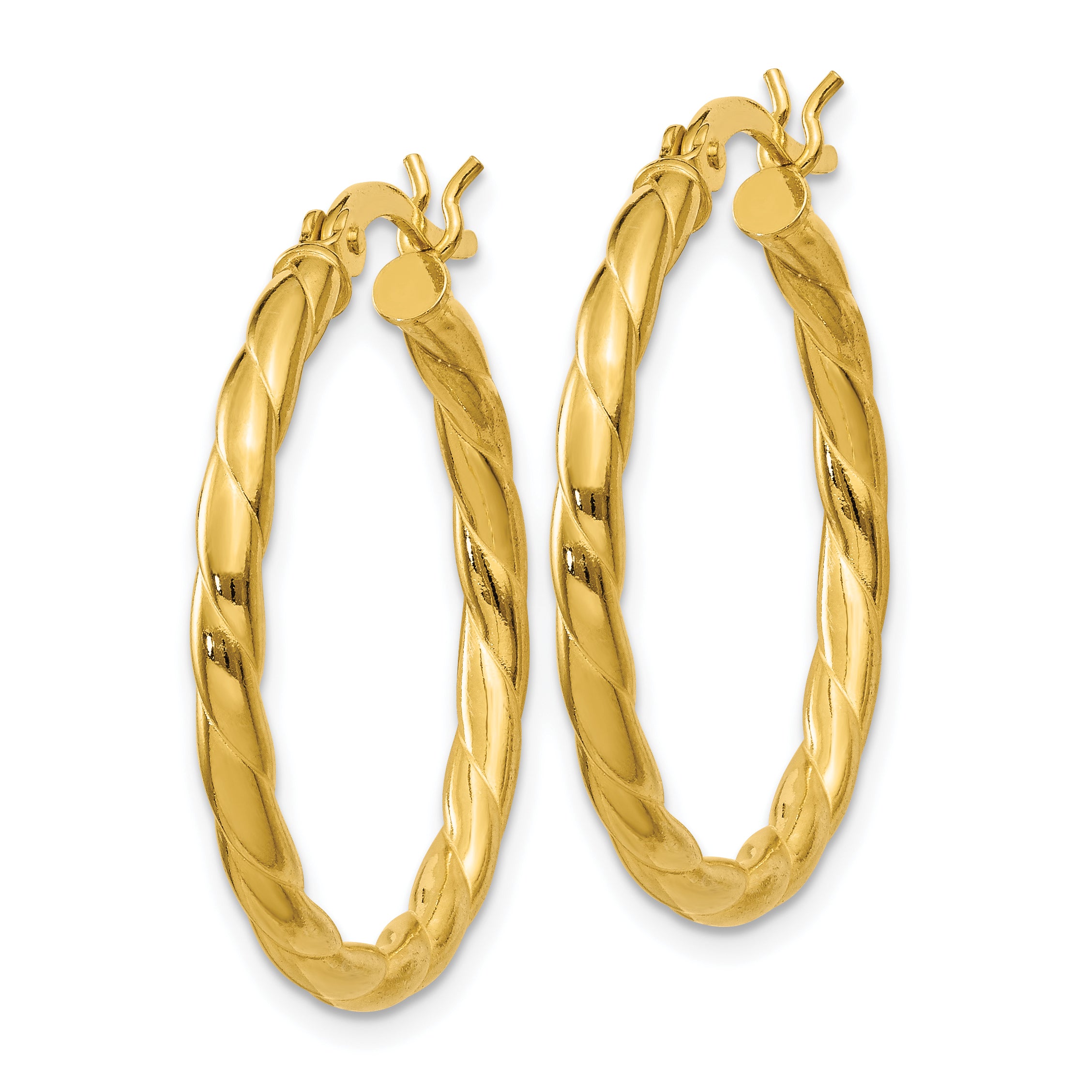 Sterling Silver Gold Flash Plated Twisted 3x25mm Hoop Earrings Secondary image