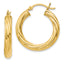 Sterling Silver Gold Flash Plated Twisted 4x25mm Hoop Earrings