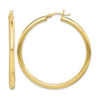 Sterling Silver Gold Flash Plated 3x45mm Grooved Hoop Earrings - Sophia Jewelers