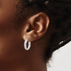 Hoop Earrings in Sterling Silver, 20x17mm Textured - Sophia Jewelers