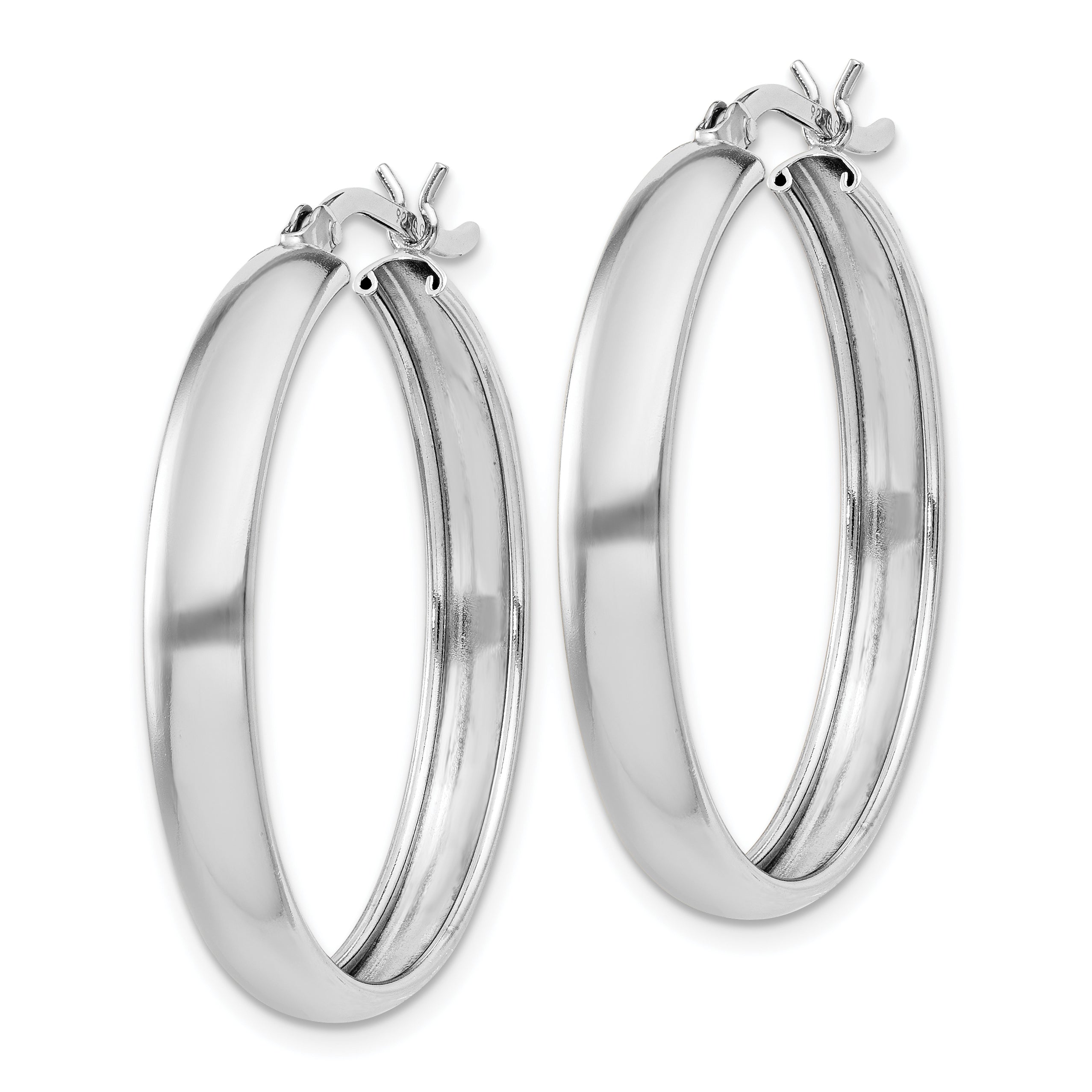 Sterling Silver Rhodium-plated 4mm x 30 Hoop Earrings Secondary image