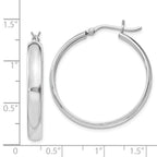 Sterling Silver Rhodium-plated 4mm x 30 Hoop Earrings