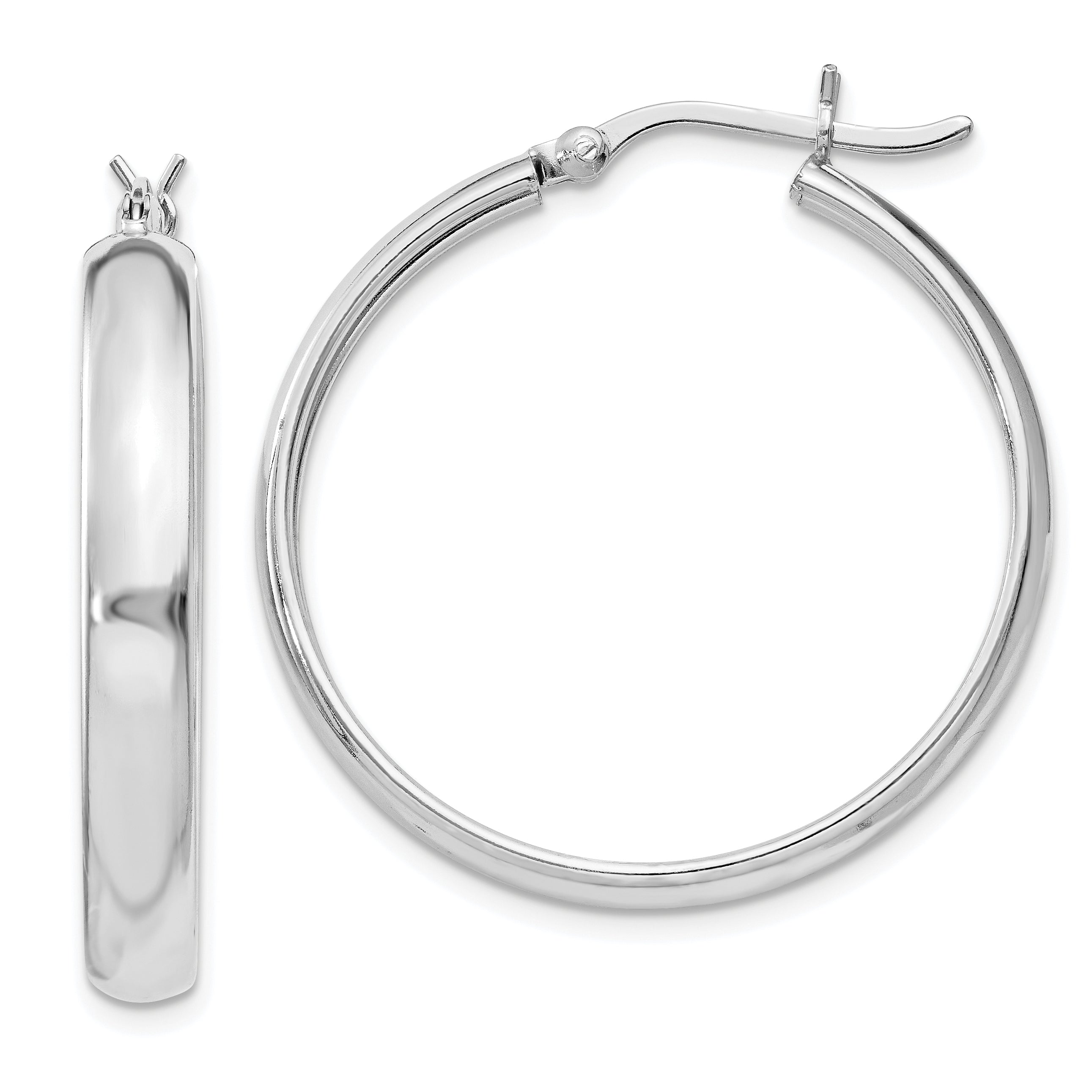 Sterling Silver Rhodium-plated 4mm x 30 Hoop Earrings Main image