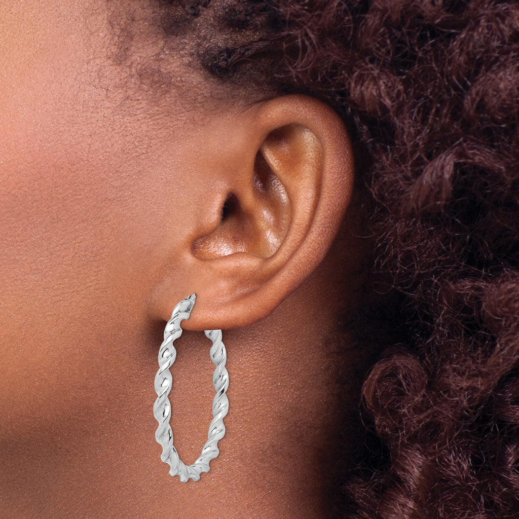 Twisted Hoop Earrings in Sterling Silver, 45mm - Sophia Jewelers